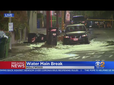 Thousands Of Gallons Of Water Flood Major Hollywood Roadway After Water Main Break