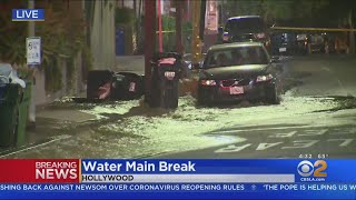 Thousands Of Gallons Of Water Flood Major Hollywood Roadway After Water Main Break