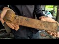 Knife Making/Turning a piece of rusty metal scrap into the most interesting survival MACHETE knife