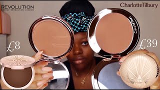 Charlotte Tilbury Airbrush Bronzer VS Makeup Revolution Glow Splendour Bronzer