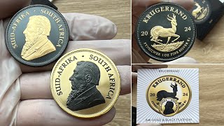 KRUGERRAND Gold Black Platinum 1 Oz Silver Coin 1 Rand South Africa 2024