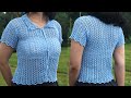 Crochet Lace shirt | easy crochet shirt only 2 row repeat | nataliesttar