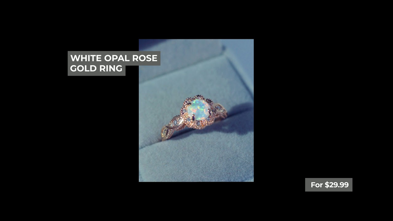 Rose Gold White Opal Ring - Beautiful White Opal Ring