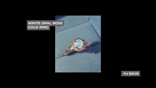 Rose Gold White Opal Ring - Beautiful White Opal Ring