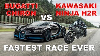 Bugatti Chiron vs Kawasaki Ninja H2R Resimi