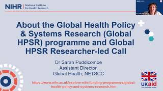 Global Health Policy & Systems Research (Global HPSR) Programme Researcher -led Call Webinar