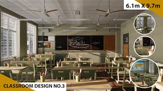 Classroom 3D Design | Layout 6.1 x 9.7 m | Design No.3