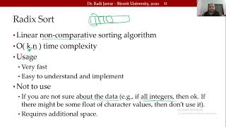 COMP2321 Sorting 3 - Radix Sort Dr Radi Jarrar