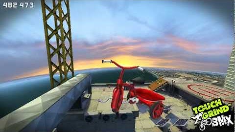 TouchGrind BMX - Using a Three Wheeler on the Skyline level