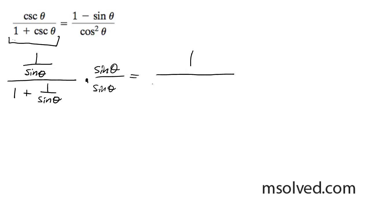 Csc x 1 Csc x 1 Sin x Cos 2 x YouTube Csc x 1 Csc x 1 Sin x Cos 2 x YouTube