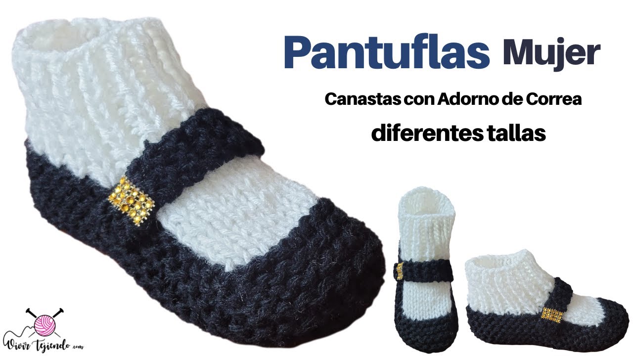 Hermosas Pantuflas Slipper fantasía a Dos Agujas para Mujer ✅ 100% Fácil de TEJER