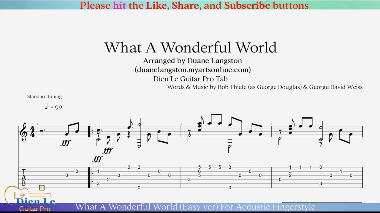 What A Wonderful World (Easy ver) For Acoustic Fingerstyle Guitar with