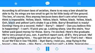 Text to speech reads the entire bee movie script at it’s fastest speed
