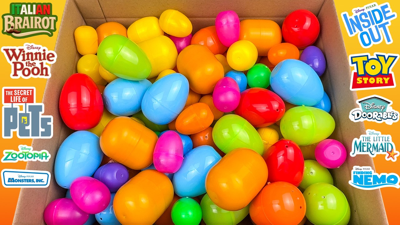 🌈 100 Colorful Surprise Eggs! Disney Toys Collector! Satisfying ASMR Unboxing Video!