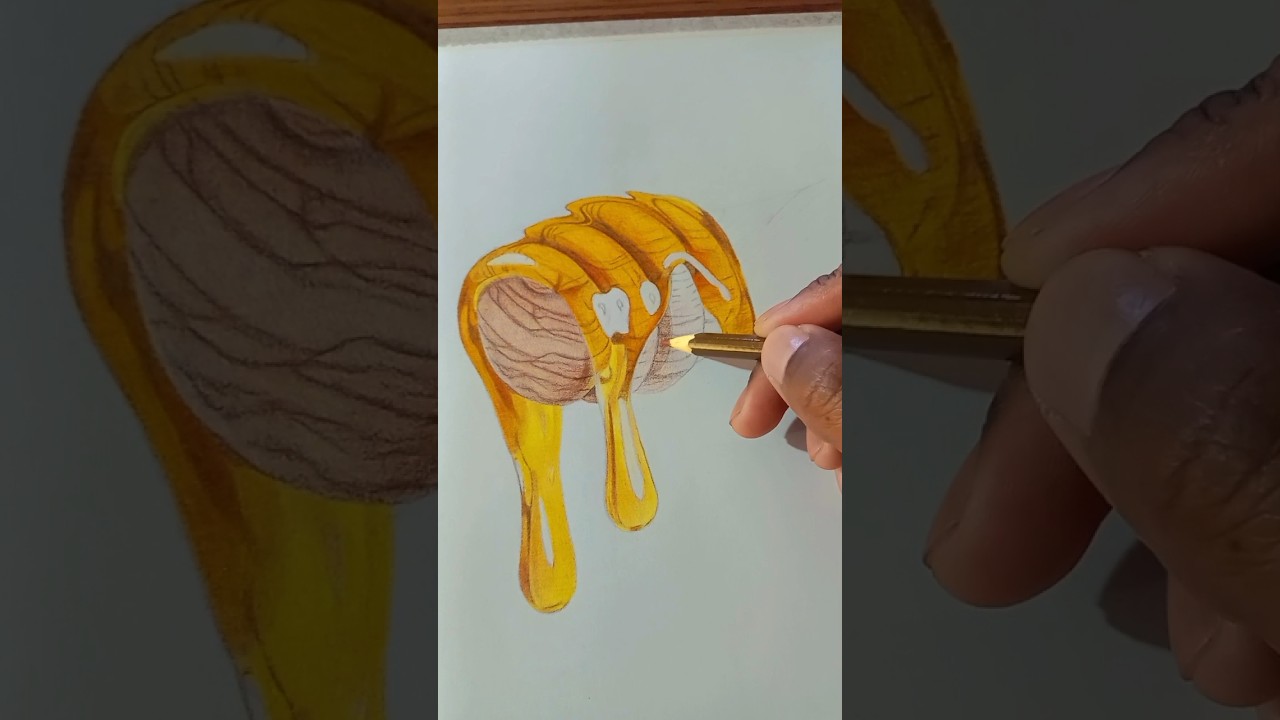 How To Draw Honey With Cheap Colour Pencils.