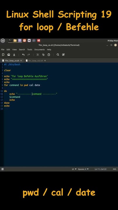 Linux Shell Scripting 19 - for loop 2 / pwd, cal, date - YouTube