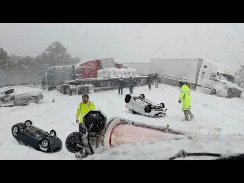 Video Chaos in Indiana Texas Today! Super Snow Storm Causing Many Major Accident in Arkansas