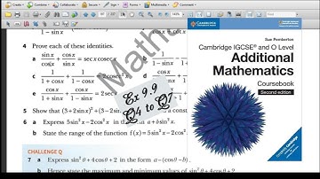 Ex 9.9, Further Trigonometric Identities, Q4-Q7, Additional Mathematics 4037, IGCSE and O level
