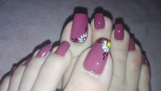 Elegant Floral Toe Nail Art Tutorial- Neutral Pedicure Design | Rose Pearl