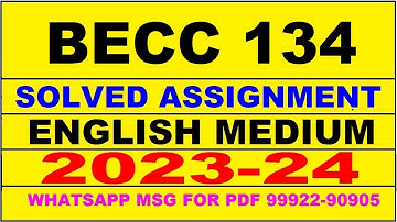 becc 134 solved assignment 2023-24 | becc 134 solved assignment in english 2024 | becc 134 2024