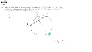 DSE maths core 2017 paper2 #27 locus coordinate geometry equation of circle