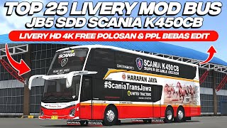TOP 25 LIVERY MOD BUS JB5 SDD SCANIA K450CB TERBARU BY @KPPROJECTSMAX FREE DOWNLOAD | BUSSID screenshot 2
