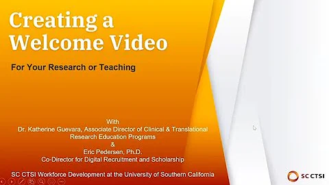 Education Resource Center: Creating a Welcome Video for Your Research or Teaching