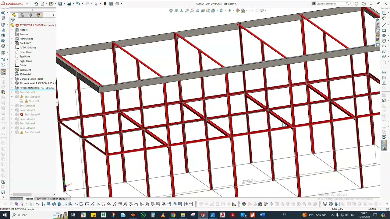 DISEÑO DE DIVICIONES METALICAS EN SOLIDWORKS 8