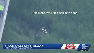 Driver survives after truck plunges off I-43 in Greenfield