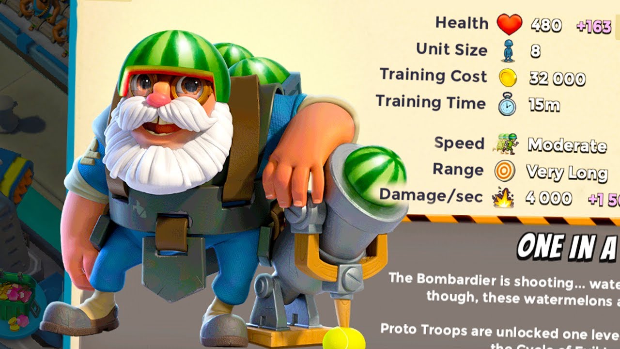 Melon Bombardiers are seriously the best troop at any level in Boom Beach!
