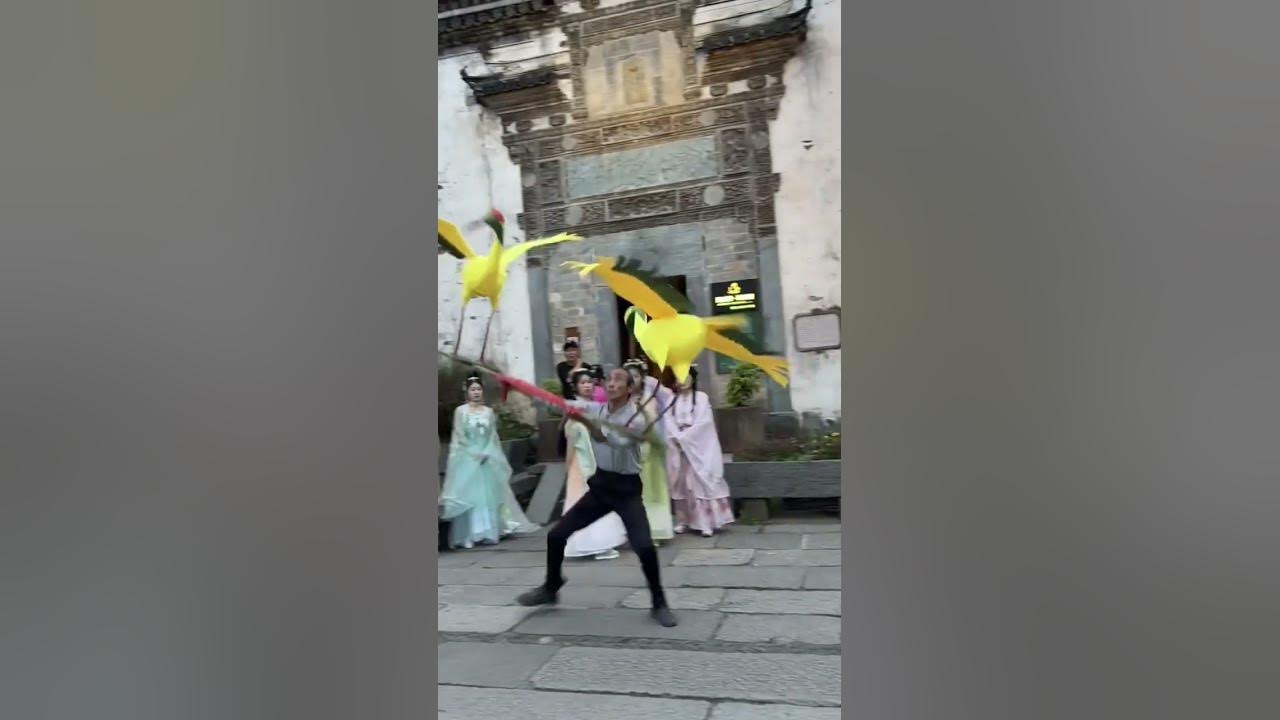Crane dance in Huangling Ancient Village Scenic Area. #huangling #travel #traveling #nature #china