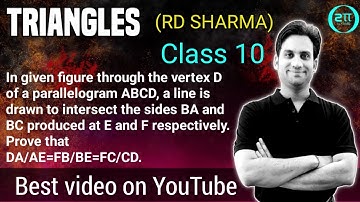 Through the vertex D of a parallelogram ABCD, a line is drawn to intersect the sides BA and BC produ