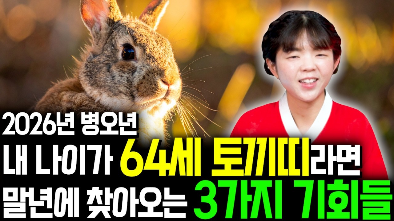 63년생 토끼띠 필수시청!✨2026년 1963년생 64세 토끼띠 신년운세✨1월부터 내 인생이 달라진다! 평생 놀고 먹을 금전 들어오고 문서,귀인까지 대박나는 63년생 토끼띠 운세