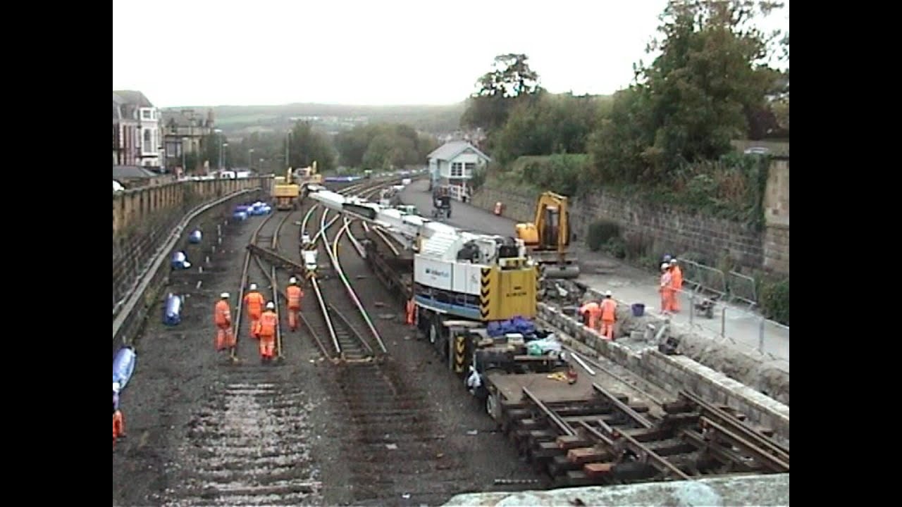 Cranes and heavy track lifting equipment move in at Scarborough. 