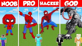 SPIDER MAN STATUE HOUSE BUILD CHALLENGE - Minecraft Battle: NOOB vs PRO vs HACKER vs GOD / Animation