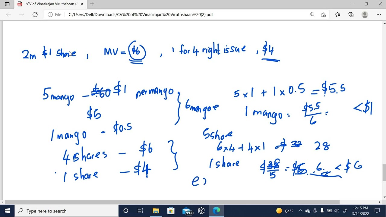 How To Calculate Theoretical Ex Right Price Financial Accounting 1 How To Calculate Theoretical Ex Right Price Financial Accounting 1