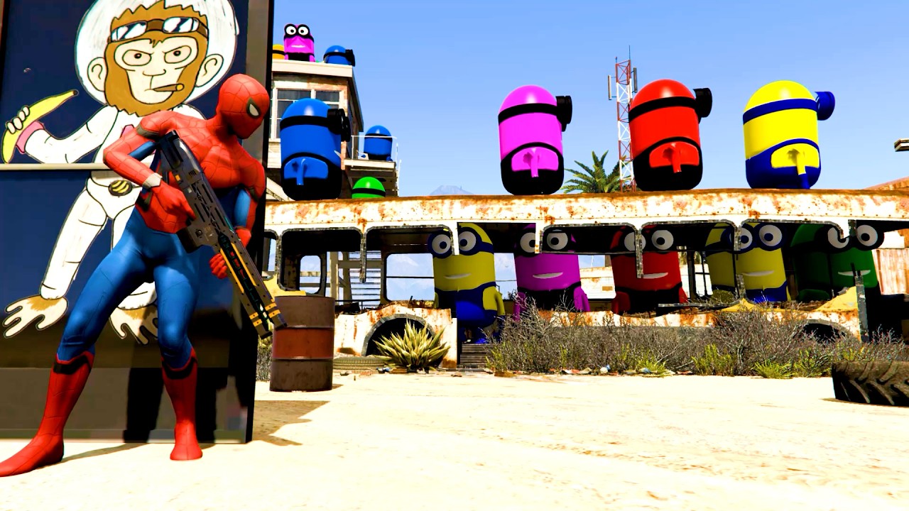 GTA 5 Funny Spiderman vs  Minions Epic Ragdoll Episode.2