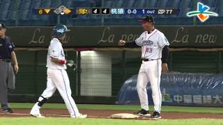 20130906 CPBL 象VS桃猿 6下 打的巧不如打的鳥 郭修延敲到棒頭的幸運安打
