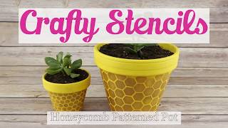 Decorative Honeycomb Stenciled Planter Pot