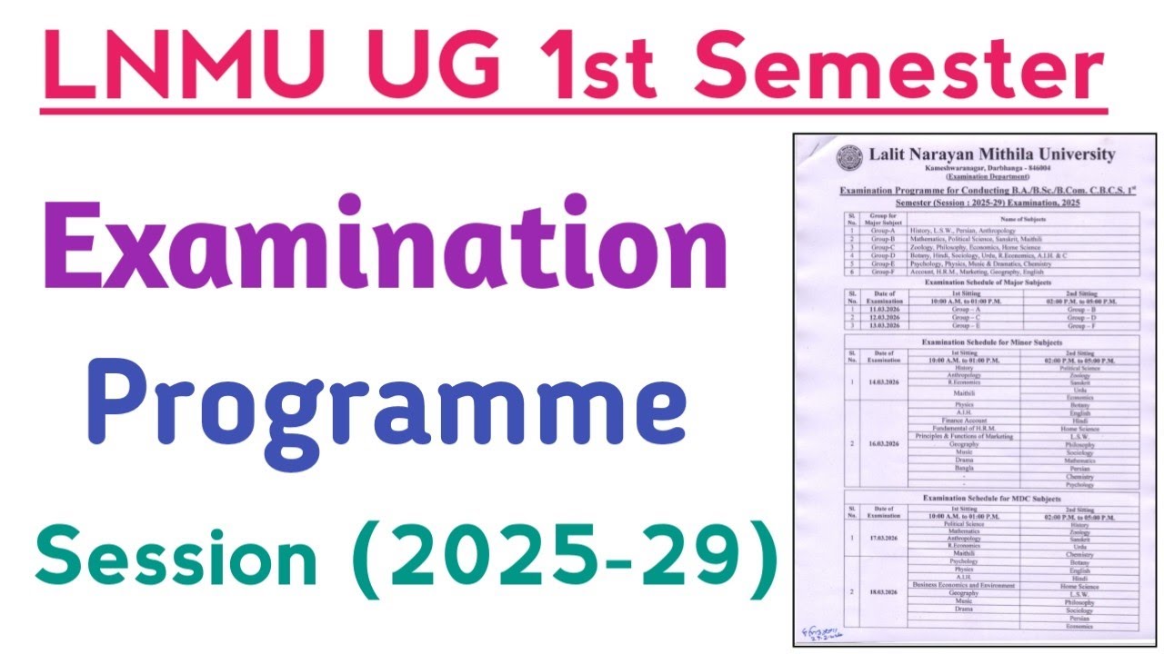 Lnmu ug 1st semester exam programme list session (2025-29) - YouTube