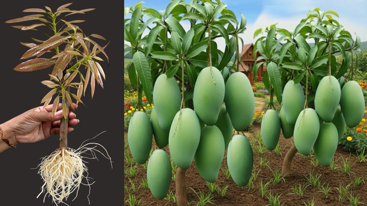 Best Skill Technique Grafting Mango Tree with Aloe Vera Fruit / how to grow mango tree fruits