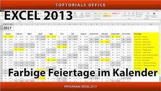 Feiertage im Kalender farbig markieren (Microsoft Excel) screenshot 3