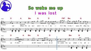 Avicii - Wake me up karaoke version sheet music for players,chorus added(Ye karaoke)