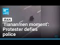Ref:jCyqg1CEZWQ 'iran's tiananmen': video of protester defying police in iran goes viral   france 24 english