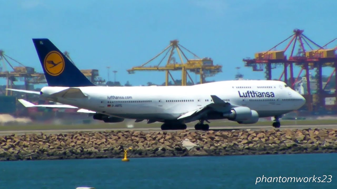 LUFTHANSA 747-400 TAKEOFF 34L SYDNEY AIRPORT - YouTube