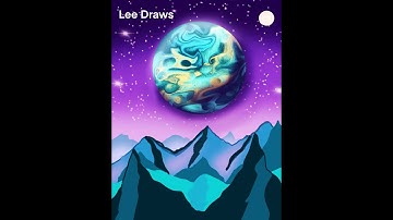 Painting a Simple easy fantasy Outer space landscape painting in procreate process video ipad art