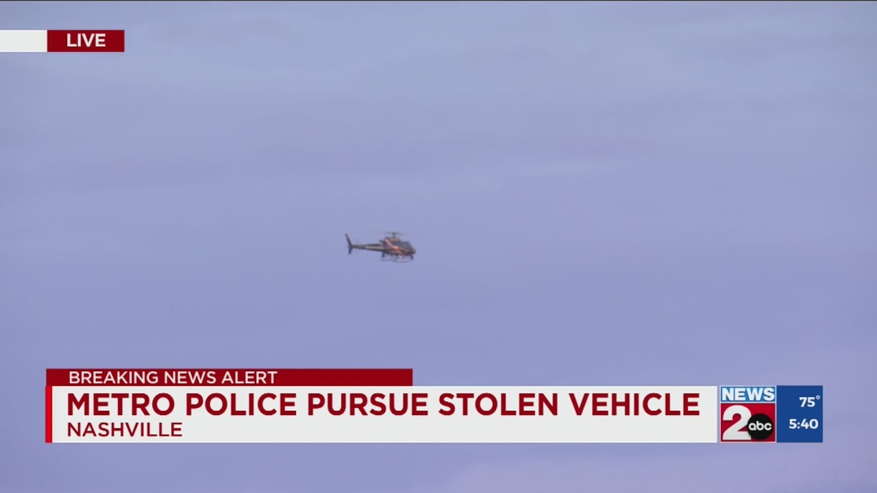 Metro Police pursuing stolen vehicle suspect through Nashville - YouTube