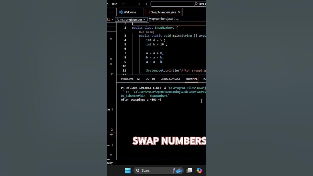 Java. Program Swap Numbers - YouTube