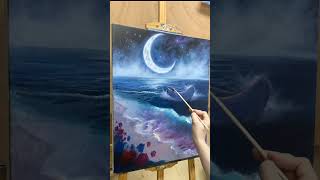 Painting the Silent Ocean at Night | Relaxing Art with Calming Music