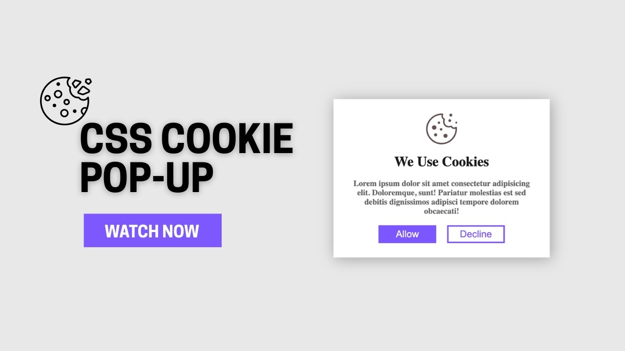 HTML & CSS Cookie Popup Tutorial | Modern UI Component for Websites ...
